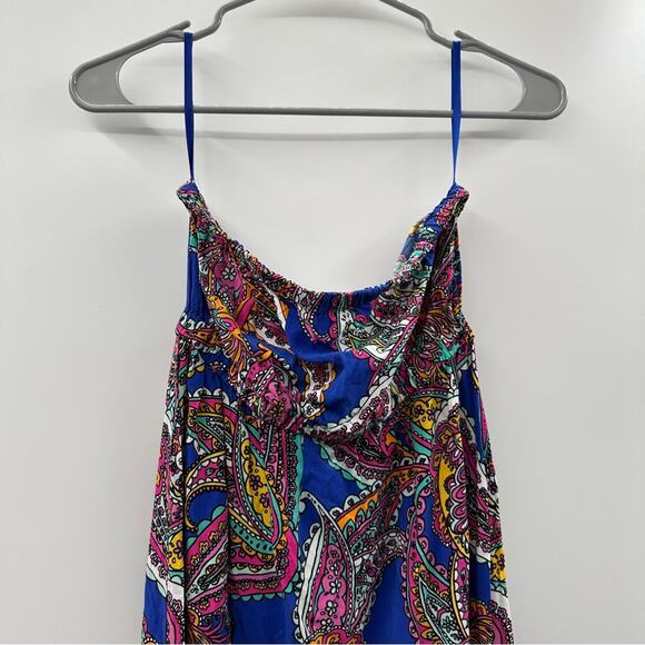 Banana Republic Factory Blue & Pink Multi Paisley Print Strapless Maxi Dress 4 - Picture 3 of 9